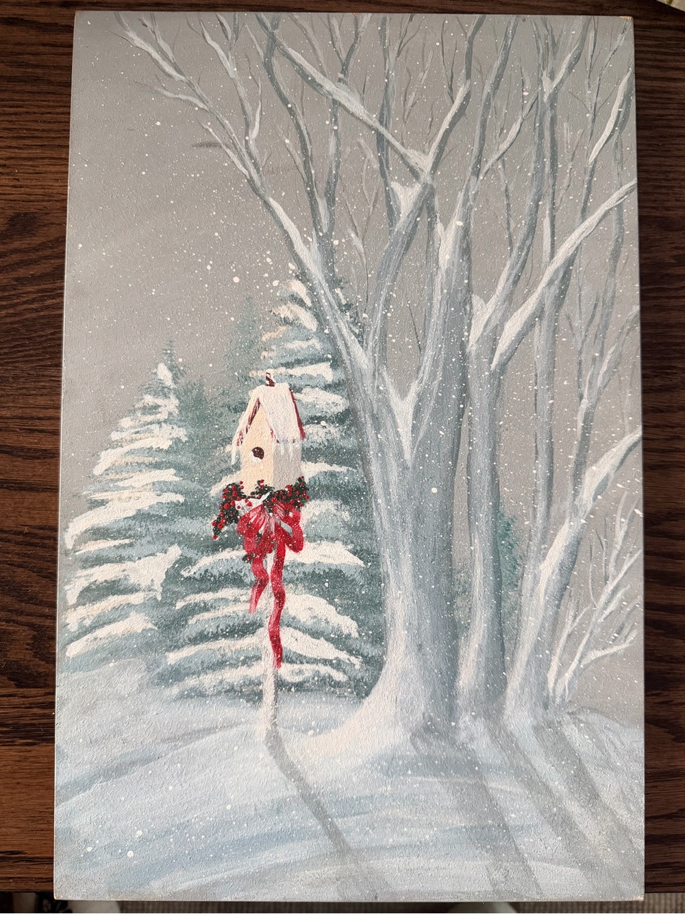 Original Hand Painted On Board - Christmas on One Side/Summer on the Other Side